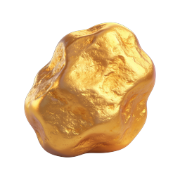Golden Blob 3D Icon - Premium Metallic Gold Nugget Design