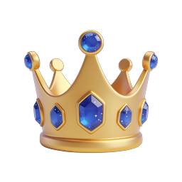 Golden Crown with Blue Sapphire Gems Icon