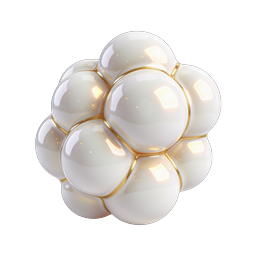 Golden Bubble Cluster Premium 3D Icon