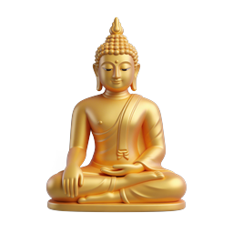Golden Buddha Meditation Icon - 3D Spiritual Symbol