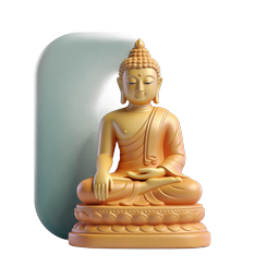 Golden Buddha Meditation Icon - 3D Spiritual Design