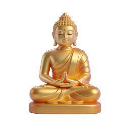 Golden Buddha Statue 3D Icon - Meditation & Zen