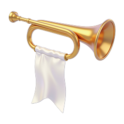 Golden Brass Bugle with White Banner Icon