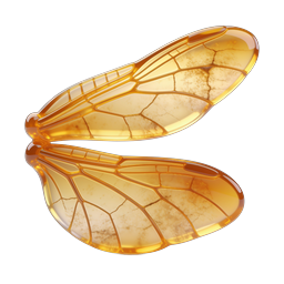 Icono de alas de mariposa doradas - Diseño de naturaleza ámbar 3D