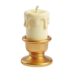 Goldener Kerzenhalter Icon | Elegantes 3D-Kerzendesign