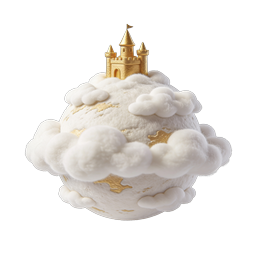 Golden Castle on Cloud Globe - Fantasy 3D Icon
