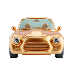 Golden Classic Sports Car Icon - Luxury 3D Render