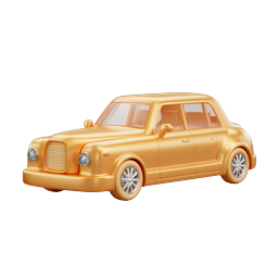 Golden Classic Vintage Car Icon - 3D Clay Style