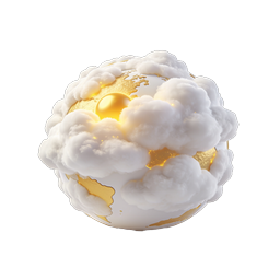 Golden Globe with Fluffy Clouds - Premium 3D Earth Icon