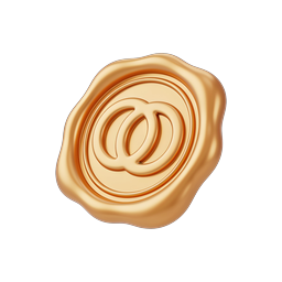 Golden Coffee Seal Icon - Premium 3D Badge Design