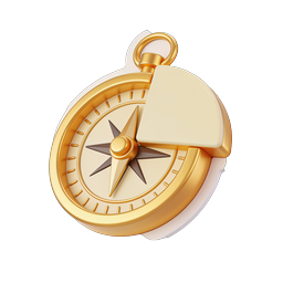 Golden Compass Icon - 3D Navigation Symbol