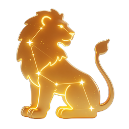 Golden Constellation Lion Icon - 3D Zodiac Symbol