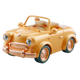 Golden Convertible Car Icon - Vintage 3D Render