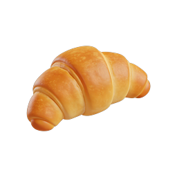 Icono de cruasán dorado - Comida de panadería 3D realista