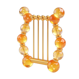 Golden Crystal Harp 3D Icon with Amber Gemstones