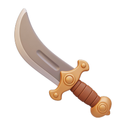 Golden Curved Dagger 3D Icon for Gaming & Fantasy