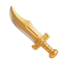 Golden Curved Sword 3D Icon | Fantasy Weapon