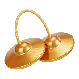 Golden Cymbals Icon - Premium 3D Musical Instrument