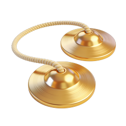 Golden Cymbals with Rope - Realistic 3D Icon