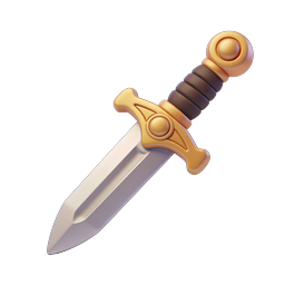 Golden Dagger 3D Icon for Fantasy Game UI