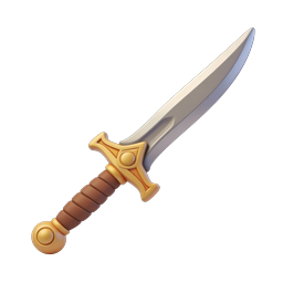 Goldener Dolch 3D Icon - Fantasy-Waffen-Spiel-Asset