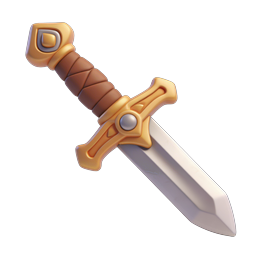 Golden Dagger 3D Icon - Fantasy Weapon Game Asset