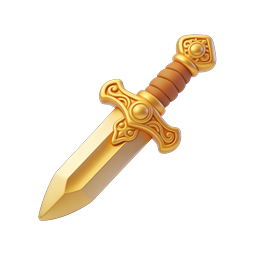 Ornate Golden Dagger 3D Icon for Fantasy Games