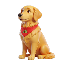 Cute Golden Dog with Camping Bandana 3D Icon