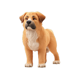 Icône Argile 3D Chien Doré - Illustration Animal Adorable