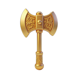 Golden Double-Headed Axe Icon - 3D Fantasy Weapon