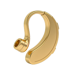 Icône d'écouteur doré – appareil audio 3D premium