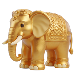 3D-Icon verzierter goldener Elefant | Luxuriöses Kulturdesign