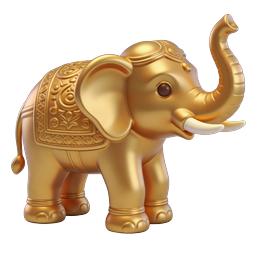 Golden Elephant Figurine Icon - Prosperity & Good Luck