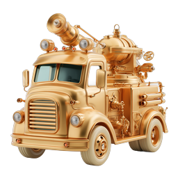 Golden Fire Truck Icon - 3D Rendered Vintage Fire Engine