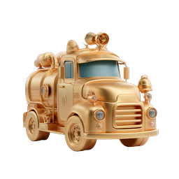 Golden Fire Truck 3D Icon - Vintage Tanker Design