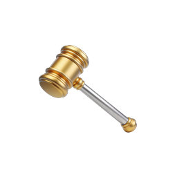 Goldener Richterhammer Icon - Realistisches 3D-Symbol für Recht und Justiz