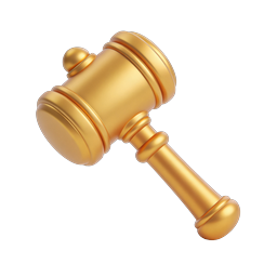 Golden Gavel Icon - 3D Legal Justice Symbol