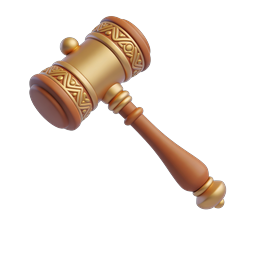 Goldener Richterhammer Icon - 3D Symbol für Justiz & Recht