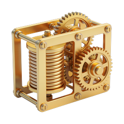 Icono 3D de mecanismo de engranaje dorado | Ingeniería mecánica