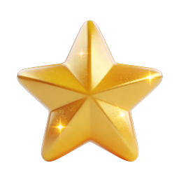 Golden Glossy Star Icon - Premium 3D Achievement