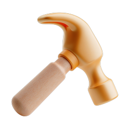 Golden Hammer Tool Icon - Realistic 3D Render