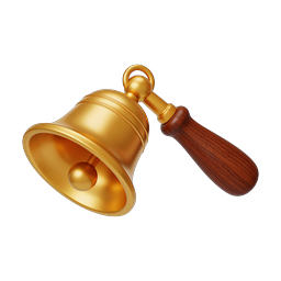 Golden Hand Bell Icon - Classic Brass Service Bell