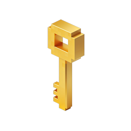Golden Key Icon - 3D Isometric Security Symbol