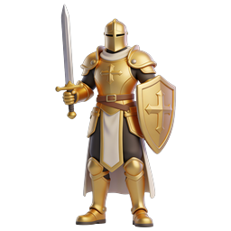 Golden Knight Guardian - Medieval Warrior Icon