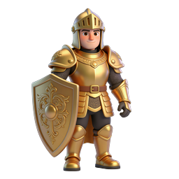 Golden Knight Warrior Character Icon - 3D Rendered