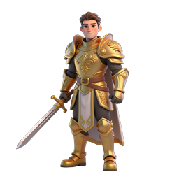 Golden Knight Warrior 3D Character Icon