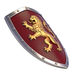 Golden Lion Rampant Medieval Shield Icon - Royal Heraldry
