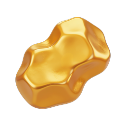 Glossy Golden Liquid Blob Icon - Realistic 3D