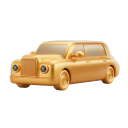 Golden Luxury Vintage Car Icon | Premium 3D Design