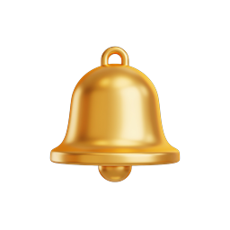 Golden Notification Bell Icon - Premium 3D UI Design